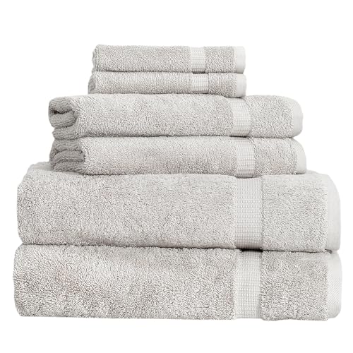 BERIBO Turkish Towel Set 100% Cotton (Comfort) 6 Pieces, 620gsm (Stone)
