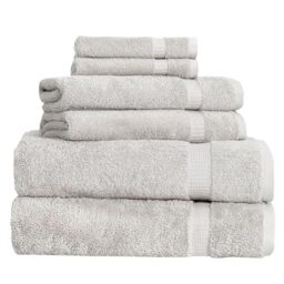 BERIBO Turkish Towel Set 100% Cotton (Comfort) 6 Pieces, 620gsm (Stone)