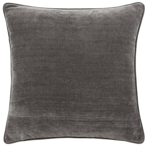 Furn Yard Heavy Chenille Cushion Cover – Luxury Soft Velvet Piped Decorative Case (Charcoal - 50x50cm)