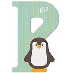 Letter P Penguin Sevi - Wooden Letters for Children's Bedroom Decor - 10cm - Animal Alphabet - Model 83016