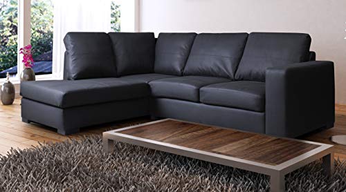 Sofas and More WESTPOINT - CORNER SOFA – FAUX LEATHER – LEFT HAND SIDE (black)