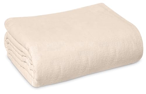 Linteum Textile Cotton Blended Hospital Patient Bath Blanket, Bed Bath Sheet, Twin Blanket Lightweight Thermal Utility Blankets 70 x 90 mm, 0.65 kg. Unbleached