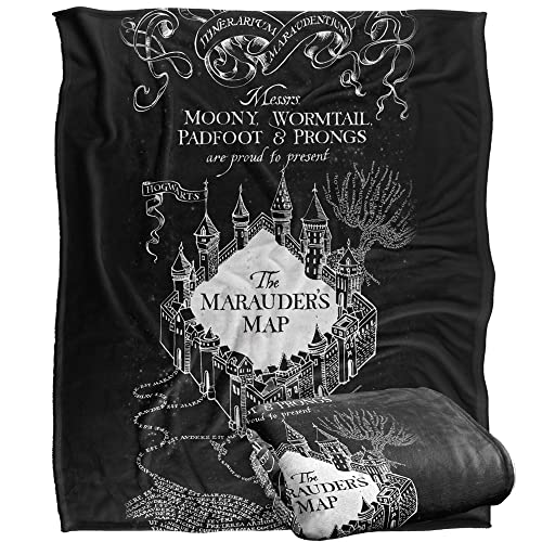 HARRY POTTER Black and White Map Officially Licensed Silky Touch Super Soft Throw Blanket 152 x 127 cm