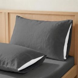 ECOMMERC3 - Pillowcase 135 100% Cotton - Anthracite Pillowcase Softness and Freshness for a Breathable, Hypoallergenic and Durable Sleep
