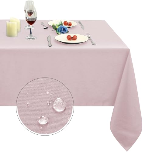 Obstal Dusty Pink Rectangle Table Cloth - Heavy Duty Water Resistance Polyester Tablecloth, Decorative Fabric Table Cover for Outdoor and Indoor Use, 60x102 Inch