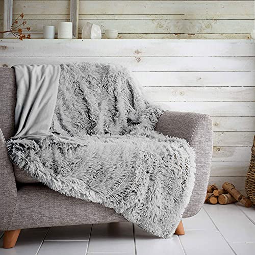 Gaveno Cavailia Hugg and Snugg Teddy Fleece Sofa Bed Blanket, Super Soft Fluffy Easy Care Decorative Throw, Cosy Warm Settee ThrowOver, Double 150x200 cm, Silver