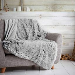 Gaveno Cavailia Hugg and Snugg Teddy Fleece Sofa Bed Blanket, Super Soft Fluffy Easy Care Decorative Throw, Cosy Warm Settee ThrowOver, Double 150x200 cm, Silver