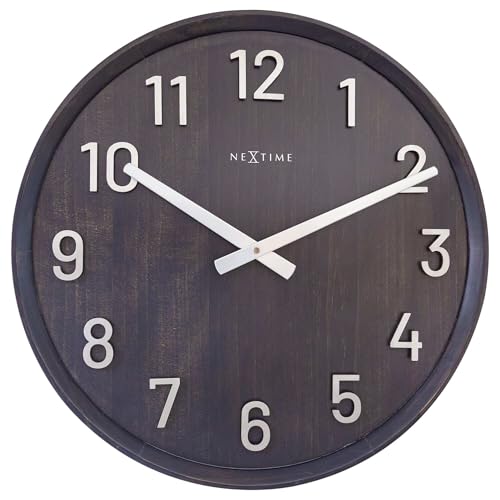 NeXtime Large Wall Clock 50cm Silencieux Black/Wood/Metal