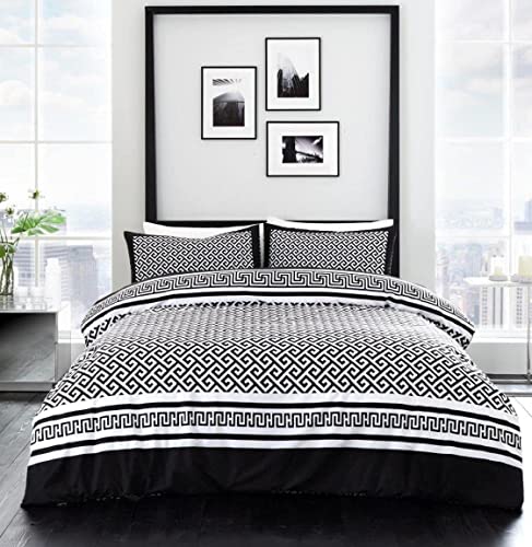 GAVENO CAVAILIA PRINTED DUVET SET MEANDER SINGLE BLACK/WHITE