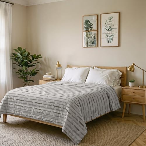Karma Line Summer Quilt Made in Italy Printed Soft Microfibre Bedspread - Spring Summer Mid-Season Quilt - Fun Taupe, Double 250 x 240 cm