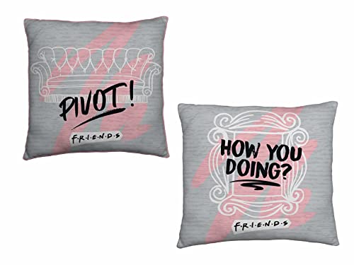 Friends Officially Licensed, Square Cushion Pillow - Coffee Design - Reversible 2 Sided Design