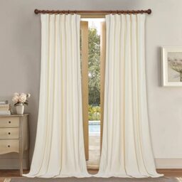 StangH Extra Long Ivory White Velvet Curtains - Luxury Room Darkening Window Drapes Backdrops for Party, Privacy Protect Sliding Door Curtains for Living Room, W52 x L108, 2 Panels