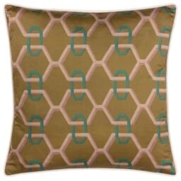 Paoletti Carnaby Chain Geometric Satin Polyester Filled Cushion