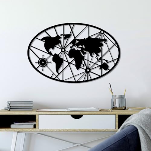 Stylish Black Decorative Metal Wall Accessory, 50 x 77 cm, 100% Metal, 1.5 mm Thick, Lightweight (0.68 kg), Perfect for Modern Home Decor