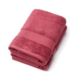 Pure Cotton Set of 2 Bath Towels in Combed Cotton, 570 g/m², Oeko-TEX Certified, Washable at 40°C, 2-Piece Bath Mat, 70 x 140 cm, Blue Pink