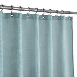 "Barossa Design Waffle Weave Shower Curtain Hotel Luxury Spa, 230 GSM Heavy Duty Fabric, Water Repellent, Blue, 71""x72"""
