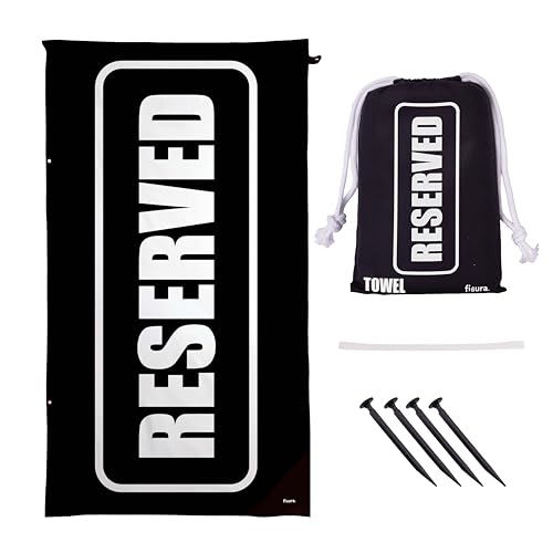 Fisura - Microfibre Beach Towel – Quick Dry, Sand Resistant, Lightweight – “Reserved” Black & White – Travel Towel Gift for Beach, Pool & Holiday – 71 x 39 Inches