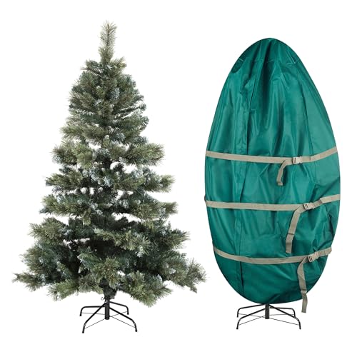 Upright Christmas Tree Storage Bag - Canvas Cover for 7.5-Foot Artificial Trees, Inflatables, and Christmas Decorations by Tiny Tim Totes (Green)