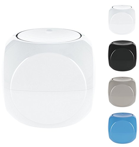 Spirella dice cosmetic waste bin, 1 litre waste bin, table waste bin with swinging lid, white