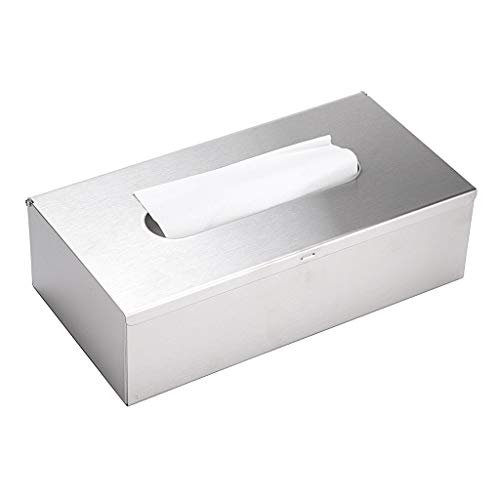 Sumnacon Rectangular Tissue Box Cover - Stylish Stainless Steel Facial Tissue Holder, Modern Metal Tissue Box Holder for Bedroom Bathroom Vanity Countertop Dresser Night Stand Office Car (Silver)