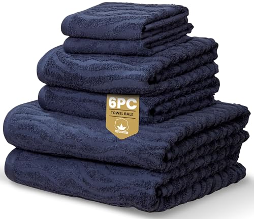 Rapport Home Safari 6-Piece Towel Bale - Bale Midnight Blue - Luxurious 100% Cotton 500gsm Bathroom Set