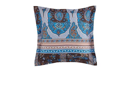 Bassetti Genova B1 9324347 Cushion Cover 100% Cotton Mako Satin in Blue 65 cm x 65 cm