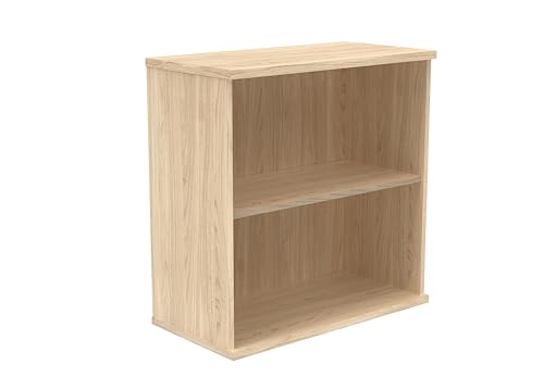 Office Hippo Heavy Duty 2 Tier Bookcase, Book Filing Cabinet, Storage Unit With Adjustable Shelf & Feet, Bookshelf Bookcase Suitable For Home Office & Workplace, Canadian Oak, 40D x 80W x 81.6Hcm