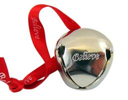 Westman Works Believe Sleigh Bell Ornament for Christmas on Ribbon with Gift Bag