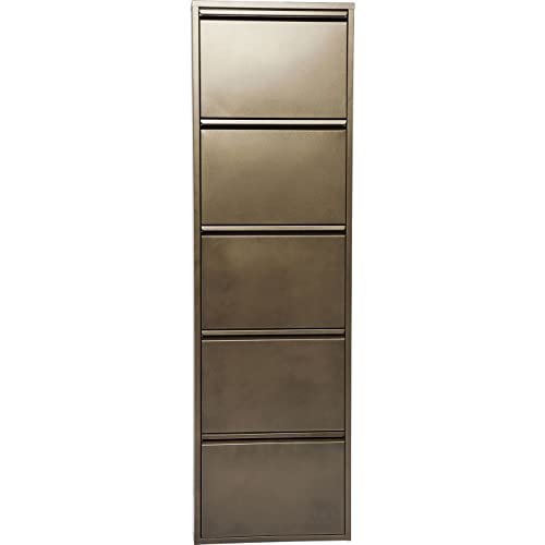Kare Design Shoe cabinet Caruso, Bronze, 170x50x14 cm, Tilting shoe cabinet, Metal, with 5 flaps, Shoe storage for 10 pairs of shoes, narrow, space-saving, tall, Shoe rack, Entryway