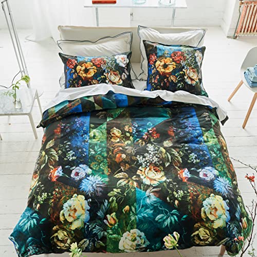 Printed Cotton Satin Duvet Cover, Minakari Cobalt, 240 x 220 cm, Designers Guild