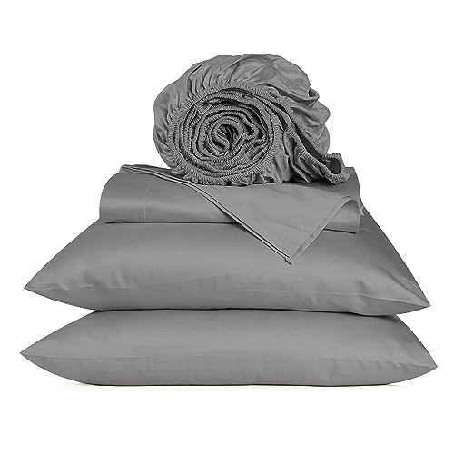 "URBANHUT 800 Thread Count Egyptian Cotton Sheets Queen Size, Long Staple Bed Sheets,4 Pc Bed Sheet Sets for Queen Size Bedding, Sateen Weave Luxury Hotel Bed Sheets Fits 16"" Deep Pocket - Dark Grey"