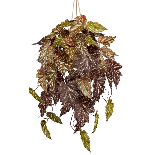 "Large Fake Hanging Plants in Pot for Indoor & Outdoor, Long Artificial Hanging Pothos Plants Red, 27.6"" Fake Potted Vines Ivy Greenery Plant for Room Wall Shelf Decor Living Room Patio Porch"