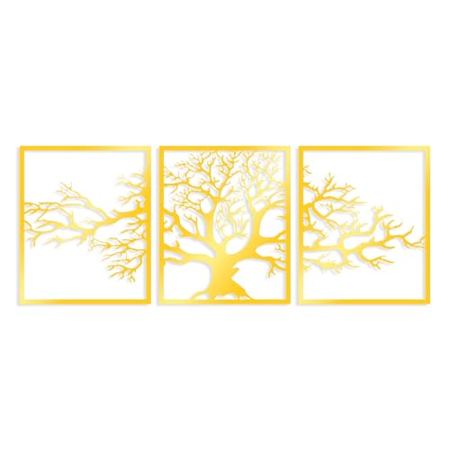 Elegant Gold Decorative Metal Wall Accessory (3 Pieces), 49 x 60 cm - Durable 1.5 mm Metal Body - Perfect for Modern Home Decor & Stylish Interiors