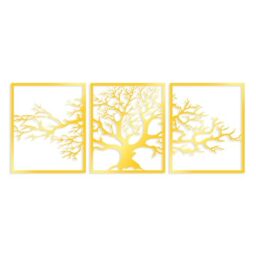 Elegant Gold Decorative Metal Wall Accessory (3 Pieces), 49 x 60 cm - Durable 1.5 mm Metal Body - Perfect for Modern Home Decor & Stylish Interiors