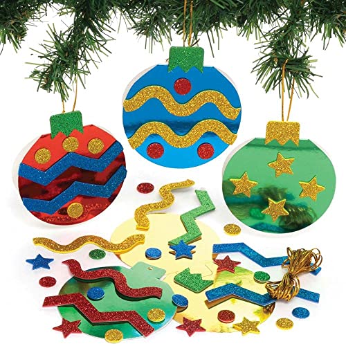 Baker Ross FE911 Christmas Bauble Card Kits - Pack of 8, Card Making Kit for Kids, Make Your Own Christmas Cards, Ideal Festive Arts and Crafts Project,Assorted Colours