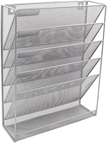 Mesh wall literature holder magazine hanging file SILVER- HOME/ OFFICE ORGANIZER