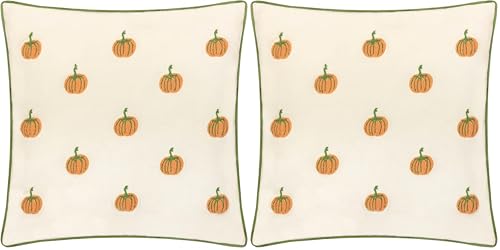 furn. Wylder Pumpkin Spice Cushion Cover – Reversible Autumnal Pumpkin Tufted Piped Velvet Cushion Case (Multicolour - 45x45cm) (Pack of 2)