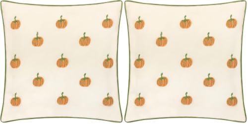 furn. Wylder Pumpkin Spice Cushion Cover – Reversible Autumnal Pumpkin Tufted Piped Velvet Cushion Case (Multicolour - 45x45cm) (Pack of 2)