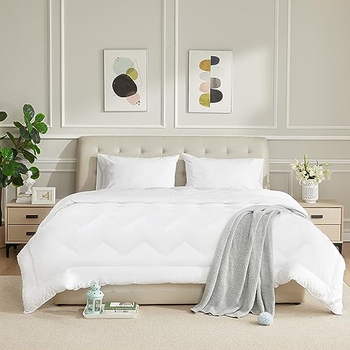 HOMTEC Cotton Comforter Full Size-All Season Down Alternative Comforter-Full Duvet Insert-4 Corner Tabs & Lightweight & Fluffy & Breathable & Noiseless