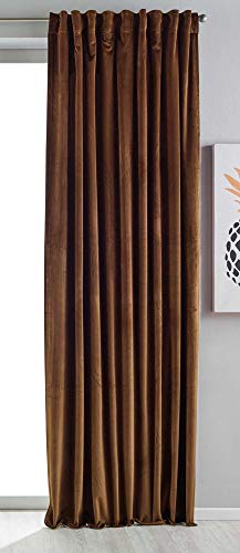 Gardinenbox Milano 20357 Blackout Curtain Velvet Opaque Tab Tape Drawstring Blackout Can Be Shortened Taupe 1 Piece H x W 280 x 135 cm