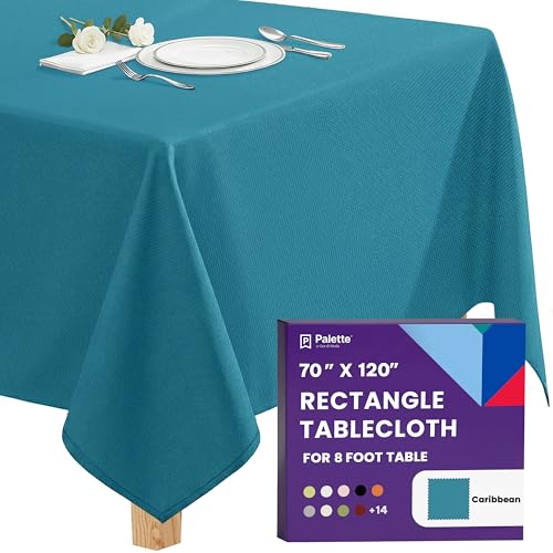 Gee Di Moda Rectangle Tablecloth - 70 x 120 Inch Caribbean Table Cloth for 6 or 8 Foot Rectangular Table - Heavy Duty Washable Fabric - for Buffet, Holiday, Dinner, Wedding & Baby Shower