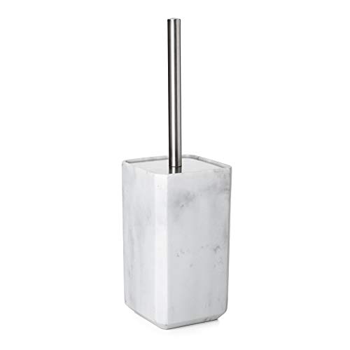 TATAY Toilet Brush - BPA-Free Durable Polyresin Material - Compact and Functional Toilet Brushes - 12 x 12 x 38 cm - Marble Collection - Marble