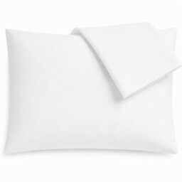 ShanDreamz -100% Cotton Percale Pillowcases, 2 Pack Pillow Cases, Egyptian Cotton Feel, Soft n Breathable Pillow Covers, Light Weight Fabric, Smooth Airy Weave (White Queen/Standard, 2)