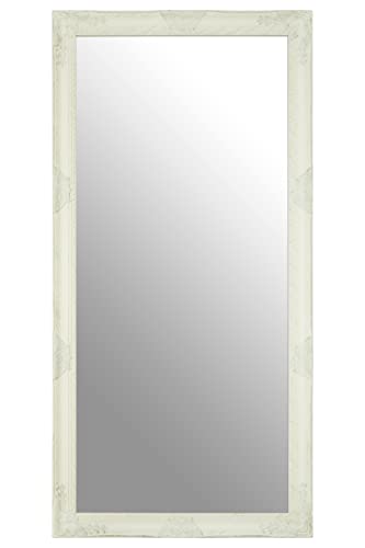 Premier Housewares Rectangular Wall Mirror/Classic Mirrors For Bathroom/Bedroom/Garden Walls Fancy Wall Mounted Mirrors For Hallway With White/Gold Finish 84 x 4 x 170