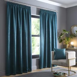 Fusion Forest Green Thermal Soundproof Curtains W46 x L54 (117x137cm) – Pencil Pleat Drapes – 2 Panels – 100% Cotton – Bedroom Blackout Window Treatment – Elegant Window Dressing