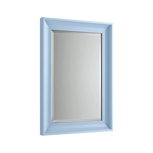 iBathUK Revix Wall Mounted Framed Bathroom Mirror, Modern Rectangular Portrait or Landscape Design Copper-Free Silver Mirror with MDF Frame in Coastal Blue, 700 x 500mm