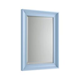 iBathUK Revix Wall Mounted Framed Bathroom Mirror, Modern Rectangular Portrait or Landscape Design Copper-Free Silver Mirror with MDF Frame in Coastal Blue, 700 x 500mm