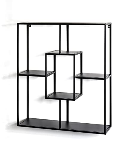 HAKU Wall Rack Black, Metal - Dim.: W 60 cm X H 70 cm X D 18 cm, Style: Modern