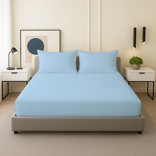 Twin 3 Piece Set - 1 Fitted Sheet, 2 Pillowcases Luxury 1800 Ultra - Soft Microfiber - 3 Piece Twin Size Sheet Set Easy Fit Twin Sheet Sets Deep Pocket Fits Upto 15??? Mattress (Sky Blue - Twin)