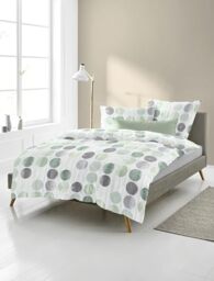 Bierbaum 4153 Fine Flannelette Bed Linen, Designed in Germany, Green 30, 155 x 220 + 80 x 80 cm, Comfort Size